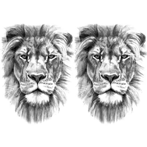 2 hojas realistas de tatuajes temporales de animales, diseños de león realistas para hombres, impermeables, piernas de brazo, arte corporal,