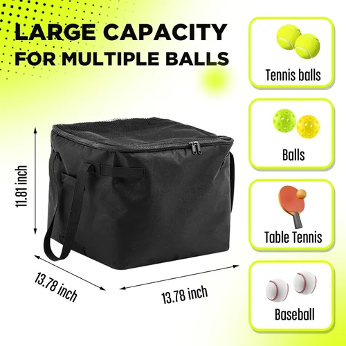 Miniatura 2 de Aliceset Pelotas de tenis, tolva, cesta de pelotas de tenis, contenedor con bolsillos laterales, bolsa ligera para carrito de enseñanza para recoger