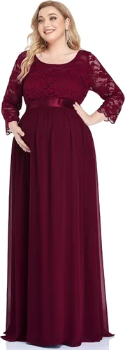 Miniatura 4 de Ever-Pretty Vestido de fiesta de maternidad de gasa con mangas para mujer, talla grande, 20797