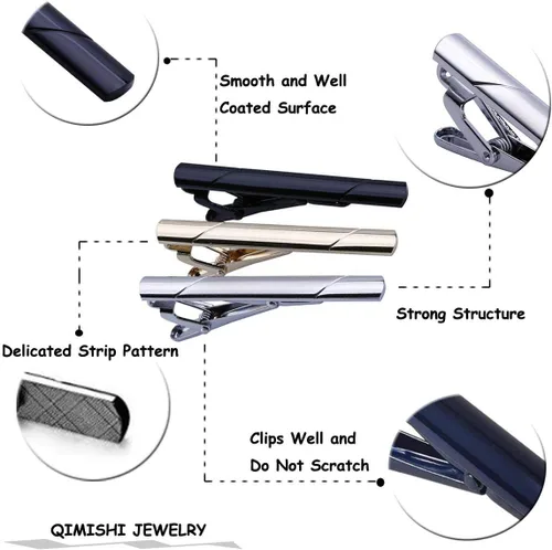 Miniatura 5 de Juego de clips de corbata para hombre, para corbatas regulares, corbatas, bodas, negocios, clips de corbata