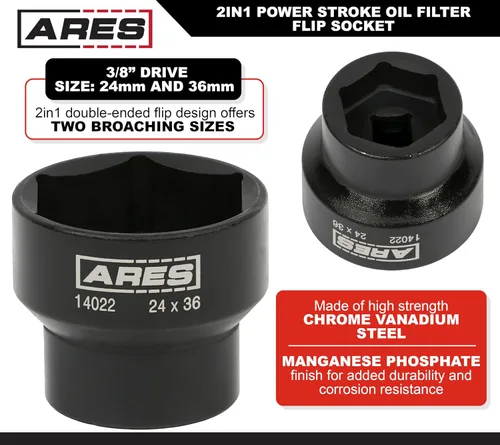 Miniatura 2 de ARES 14022 – 2-en-1 Filtro de combustible 24mm x 36mm zócalo Flip – Compatible con Ford Power Stroke 2003-2010 6.0L y 6.4L Filtros de combustible