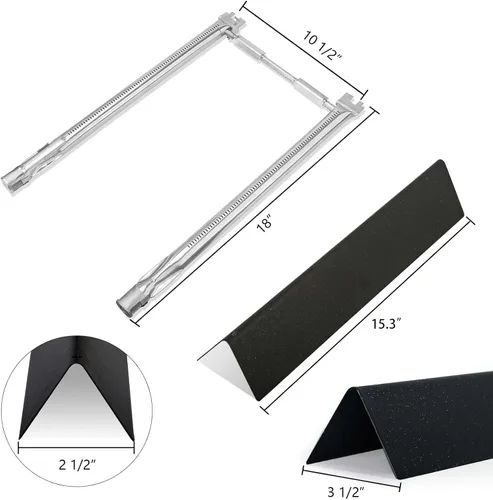 Miniatura 4 de Piezas de repuesto para parrilla Weber Spirit, barras aromatizantes 7635 de 15.3 pulgadas y quemador 69785 para Weber Spirit I y II 200 con control