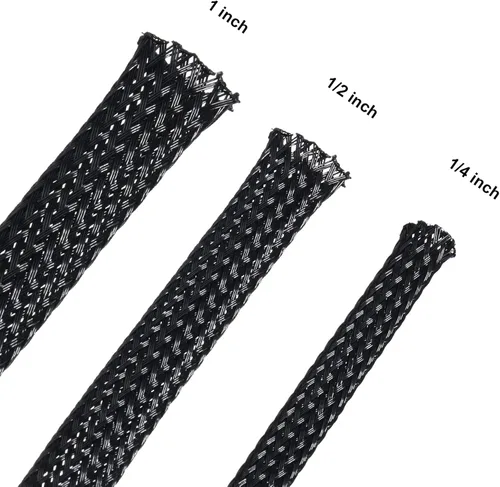 Miniatura 2 de Boao Funda trenzada expandible de PET de 50 pies, funda trenzada de telar de alambre con 127 tubos retráctiles para audio, video y otros