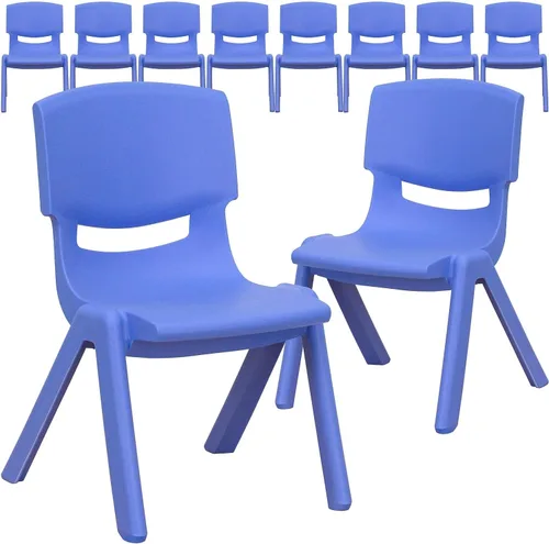Miniatura 19 de Flash Furniture - Silla escolar apilable de plástico azul con altura de asiento de 10 1/2 pulgadas