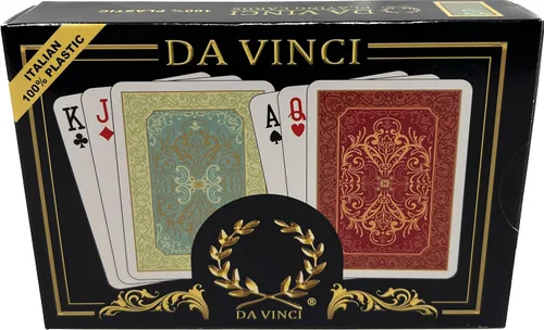 Da Vinci Persiano, set de juego de cartas de plástico 100 % italiano, Juego de 2 cartas de póker, con caja dura y 2 tarjetas de corte. Elegir índice