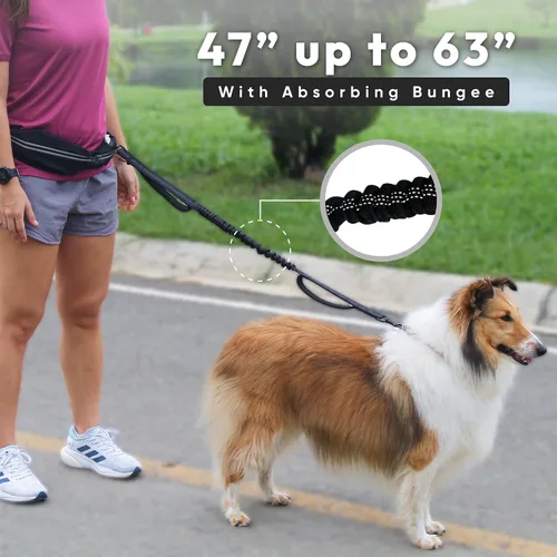 Miniatura 5 de Bond - Correa de correr para perros con manos libres con bolsa, correa manos libres para perros grandes, cinturón de correr para mascotas