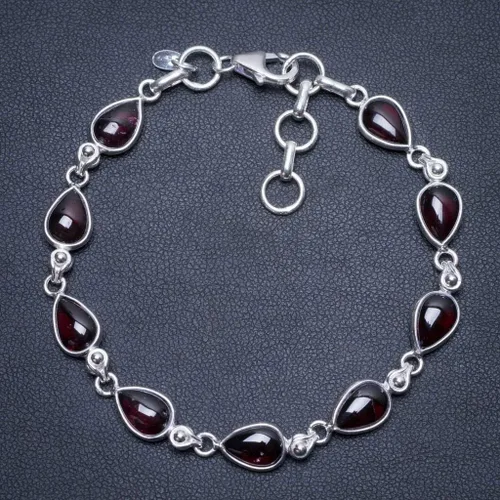 Miniatura 2 de Pulsera de plata de ley 925StarGems (TM) Amatista Natural Hecho a mano única 7734