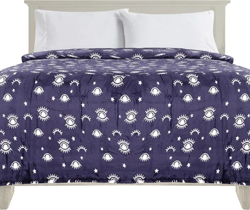 Miniatura 12 de Elegant Comfort Manta de Cama de Vellón de Franela con Estampado Ultra Suave, Colcha Cubrecama Ligera Acogedora y Suave, Manta Decorativa para Todas