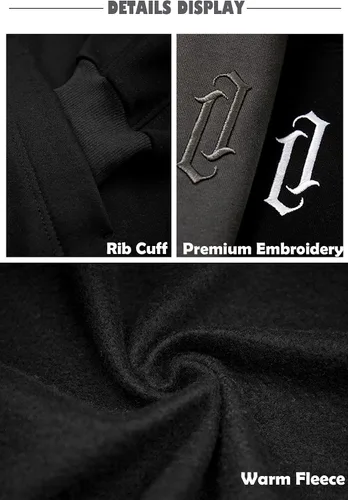 Miniatura 5 de Sudaderas con capucha de forro polar para hombre, sudaderas con cuello vuelto, sudaderas casuales para otoño e invierno, ajuste holgado con bordado