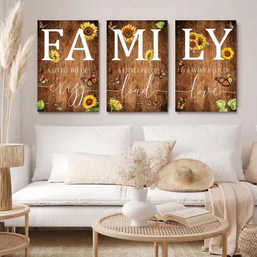 Miniatura 14 de GUBIYU Decoración de pared familiar para el hogar, juego de 3 impresiones inspiradoras en lienzo enmarcadas en blanco y negro, pinturas artísticas
