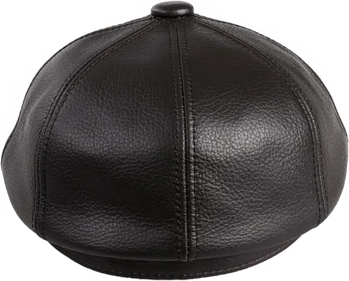 Miniatura 3 de Gorra plana de Newsboy para hombre, 100% piel de vaca genuina, Gatsby Ivy Golf Cabbie Hat Marrón