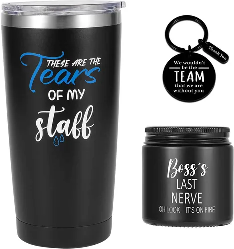 Regalos NXPOY para jefe, regalo del día del jefe para hombre, Navidad. Acción de Gracias, regalos de cumpleaños para jefes líderes, Vaso+ Llavero+