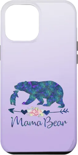 Miniatura 26 de Teal Blue Purple Floral Mama Bear and One Cub Silver Purple Case for iPhone 17