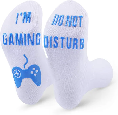 Miniatura 8 de QAPIZM Calcetines para juegos "No molestar, estoy jugando", ideas de regalo para hombres, día de San Valentín, niños, niños, calcetines