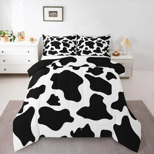 Miniatura 55 de Erosebridal Juego de edredón con estampado de leopardo, tamaño individual para niños, edredón de guepardo occidental, negro y gris, juego de ropa