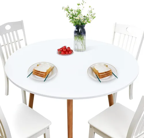 Miniatura 9 de NEWISHER - Funda para mesa redonda ajustable de spandex, mantel elástico con borde elástico negro para mesa de 60 pulgadas, apto para comedor