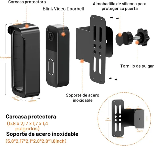 Miniatura 8 de Soporte para timbre Blink, 2ª generación, antirrobo, soporte para cámara de timbre Blink sin perforación con cubierta para lluvia, compatible