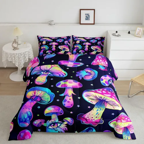 Miniatura 37 de Erosebridal Edredón de Gatos Lindos para Niños con Líneas de Arcoíris Neón, Juego de Ropa de Cama Individual para Niñas, Niños y Adolescentes, Gatos