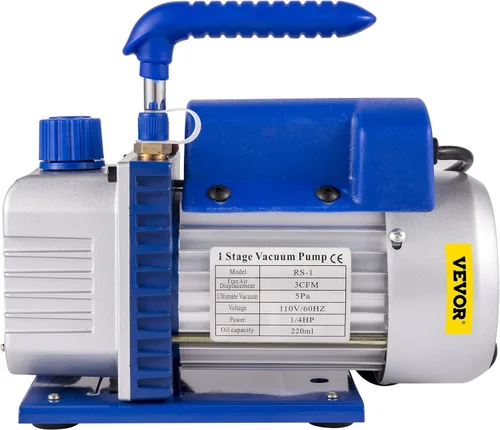 Miniatura 9 de VEVOR 3CFM 1/4HP Bomba de vacío de aire de una sola etapa HVAC R134a R12 R22 R410a Kit de refrigeración para A/C. Juego de manómetros de colector AC