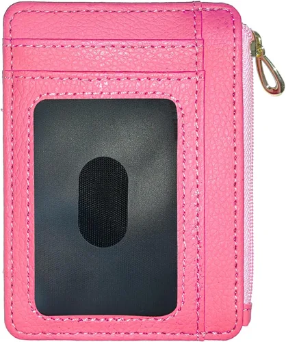 Miniatura 13 de CATCH ON Cartera pequeña para mujeres y hombres, delgada y minimalista de piel sintética, bolsillo frontal, tarjetero con bolsillo con cremallera