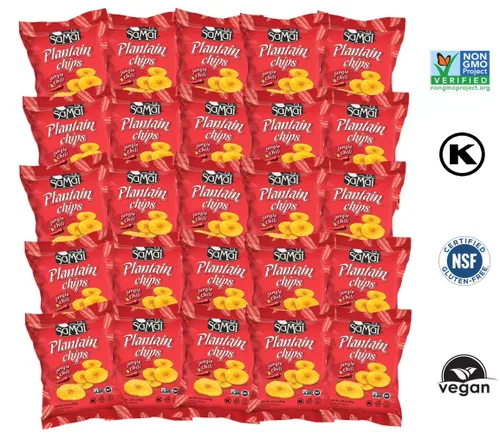 Miniatura 3 de SAMAI Chips de plátano de chile de 2.65 onzas, paquete de 15 unidades, totalmente naturales, sin OMG, sin gluten y Kosher