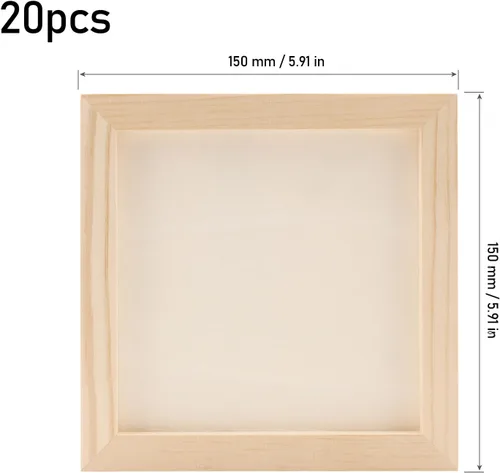 Miniatura 2 de MOUYAT Paquete de 20 paneles de lienzo de madera de 6 x 6 pulgadas, tableros de lienzo de madera de abedul sin terminar para pintar, tableros