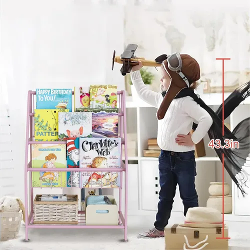 Miniatura 5 de aboxoo - Estantería para niños, pequeña, independiente, para habitación de niños, de 18 pulgadas, estante de metal, organizador de juguetes, estante