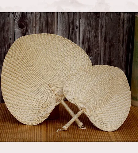 Miniatura 3 de TJCGCKK - Ventilador de paja tejida hecha a mano para verano, ventilador de mano de ratán, rafia, caña de caña, ventilador de paleta manual natural
