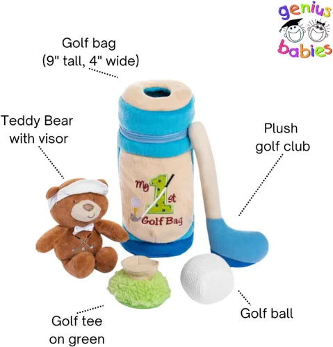 Miniatura 3 de My First Baby - Bolsa de golf para bebé, juego de cinco piezas con miniclub, bola, camiseta, oso de peluche, mini bolsa, ligera, tamaño perfecto