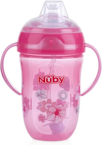 Miniatura 8 de Nuby Comfort Trainer - Vaso de 2 asas con popote con peso de 360 grados y boquilla de silicona suave, 9 onzas, niño, mono rojo