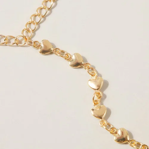 Miniatura 3 de Jumwrit Pulsera de cadena de mano con anillo de dedo, pulsera de eslabones dorados, arnés de mano de esclavo, pulsera de corazón de amor, pulsera