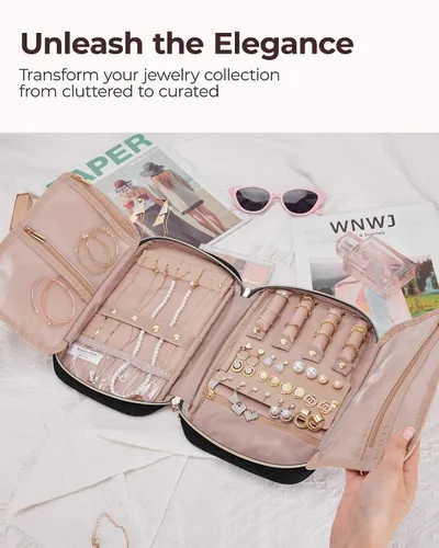 Miniatura 10 de BAGSMART Estuche organizador de joyería, de viaje para collar, aretes, anillos, brazalete