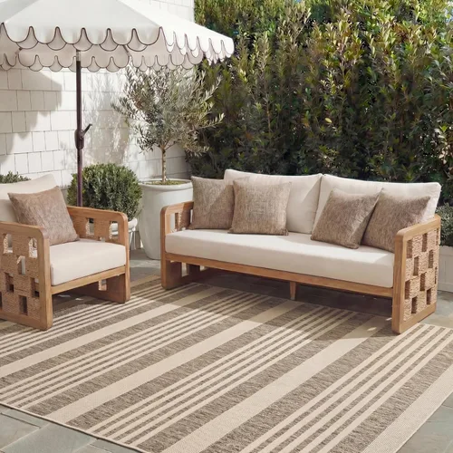 Miniatura 13 de SAFAVIEH Courtyard Collection - Alfombra decorativa, 2.3 x 5 pies, beige y verde oscuro, para interior/exterior, resistente a la intemperie