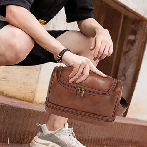 Miniatura 7 de Neceser personalizado para hombres, marido, novio, papá, kit de viaje de cuero de gran capacidad, hecho a mano, nombre personalizado, regalo único