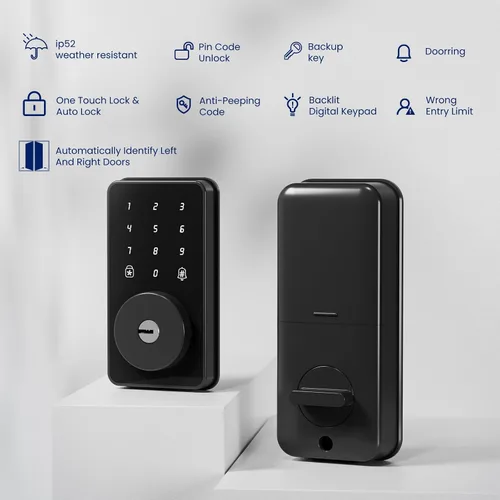 Miniatura 6 de Biquole - Cerradura de puerta de entrada sin llave con teclado, cerradura de puerta electrónica con código Smart Deadbolt Lock for Front Door