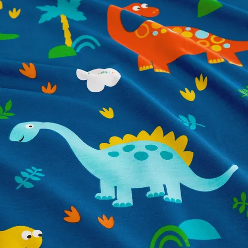 Miniatura 5 de Wake In Cloud - Sábanas de dinosaurio para niños, 100% algodón, juego de sábanas de 4 piezas para niños, lindo estampado colorido de dibujos Azul