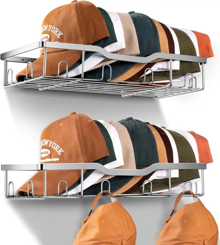 Miniatura 9 de KEETDY Percheros de metal para gorras de béisbol, organizador de sombreros de pared para 24 gorras, 2 paquetes de organizador resistente de Negro