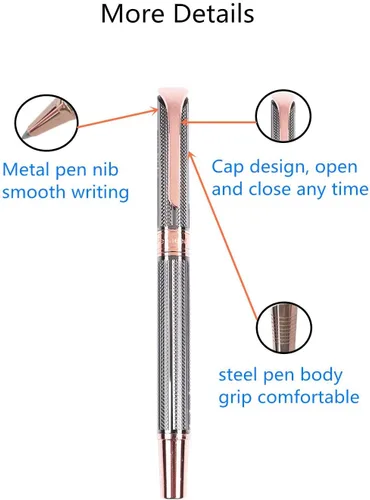 Set de bolígrafos Penneed para hombres, mujeres, ejecutivos, uso en casa y oficina, con caja de regalo, recargable, tinta negra de 0.7mm, G5 (Gris