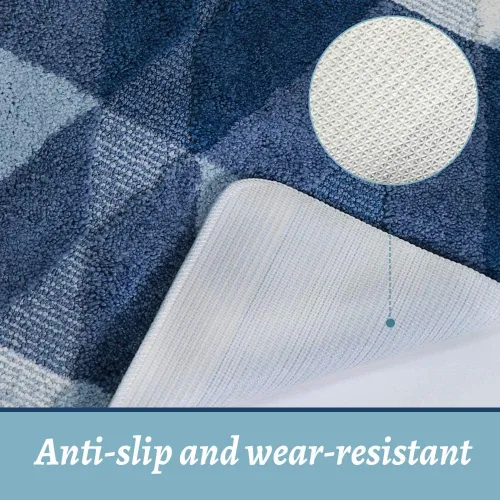 Miniatura 6 de Tiita Tapete para interiores, parte trasera de goma antideslizante, absorbente, tapete de baño, tapete de piso para entrada (20 x 32 pulgadas, azul)