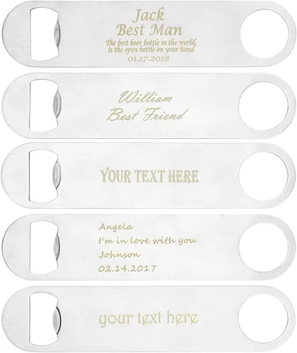 Miniatura 10 de Yoption - Abridor de botellas de cerveza personalizado, 1 unidad, grabado, tamaño de tarjeta de crédito de acero inoxidable personalizado