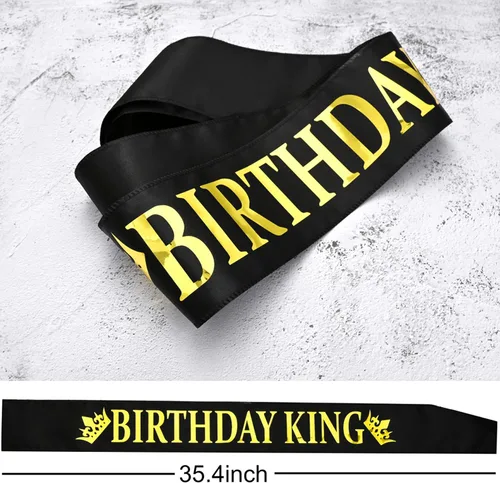 Miniatura 6 de Corona de Rey NA y Banda de Cumpleaños, Regalos de Decoración de Baile de Graduación para Hombres (Dorado-1)
