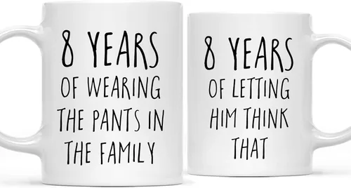Miniatura 67 de Andaz Press Divertida taza de café de 11 onzas para parejas, regalo de broma para el primer aniversario de boda, 1 año de usar los pantalones