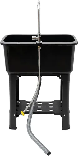 Miniatura 5 de Fregadero de lavandería de plástico independiente con tabla de lavadero, fregadero utilitario para interiores y exteriores, kit de drenaje