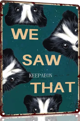 Skunk Tin Sign We Saw That Bathroom Restroom Vintage Metal Tin Sign Retro Poster 12x8 Inch for Bathroom Toilet for Home Decor Bathroom Decor(8308)