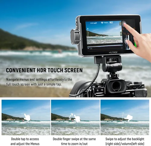 Miniatura 4 de VILTROX DC-550 – Monitor de campo para cámara DSLR de 1200 nits, kit de monitor de video externo portátil con pantalla táctil de 4K 1920x1080