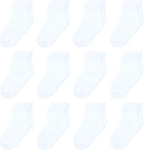 Miniatura 12 de 12 paquetes de calcetines antideslizantes para niños y bebés con agarre para niños de 1-7 años, calcetines de algodón de tripa para niños y niñas