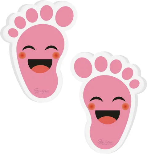 Miniatura 10 de Beautyflier Calcomanías amarillas de dibujos animados para niños (20 pares), material de PVC impermeable, autoadhesivo, guías de distancia social