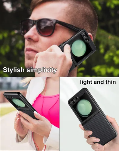 Miniatura 7 de Foluu Funda protectora delgada para Samsung Galaxy Z Flip 5 con protección de bisagra, correa de goma de piel sintética + carcasa de policarbonato