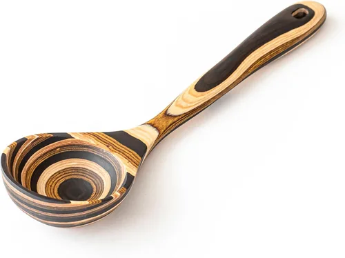 Gudamaye Pakkawood - Cucharones profundos para sopa, cucharón de madera grande de 10.6 pulgadas para cocinar, juego de utensilios de cocina de madera