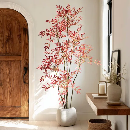 Miniatura 12 de Árbol de bambú artificial grande para interiores y exteriores, plantas realistas de seda de plástico sintético en maceta, para el hogar, sala
